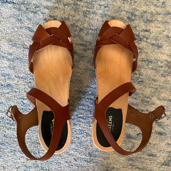 Swedish Hasbeens Brown Leather Heeled Sandals - Picture 2 of 6